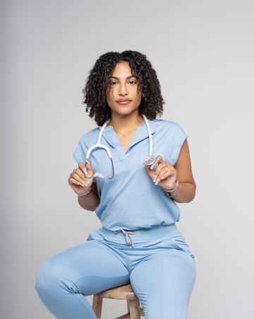 Ava Mandarin Collar Scrub Top